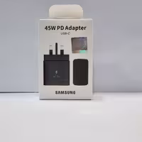 کلگی 45 وات سه پین اورجینال چین سامسونگ  دو سر تایپ c همراه با گارنتی در رنگ های سفید و سیاه 