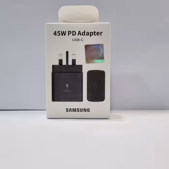 کلگی 45 وات سه پین اورجینال چین سامسونگ  دو سر تایپ c همراه با گارنتی در رنگ های سفید و سیاه 