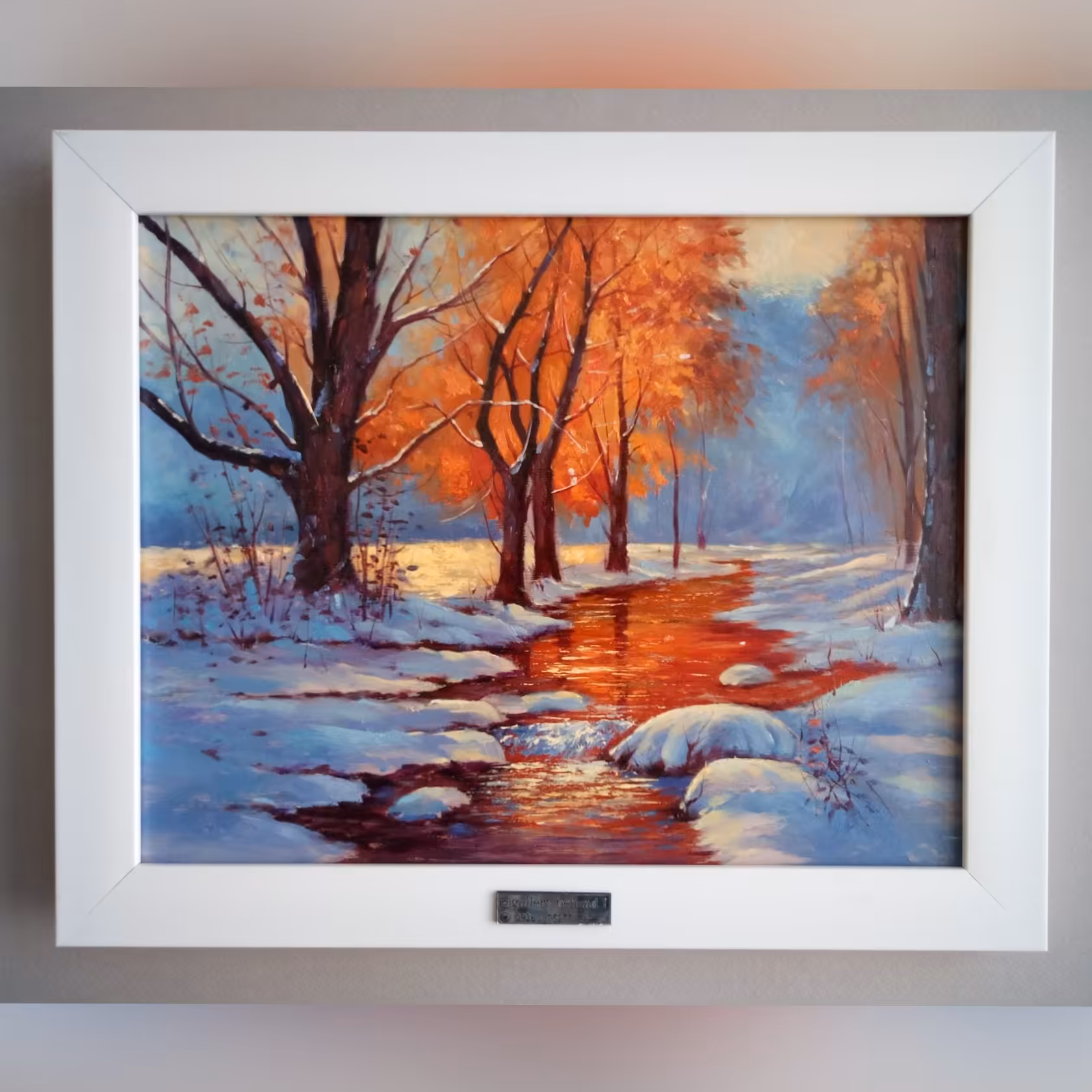 تابلو نقاشی منظره زمستانی غروب