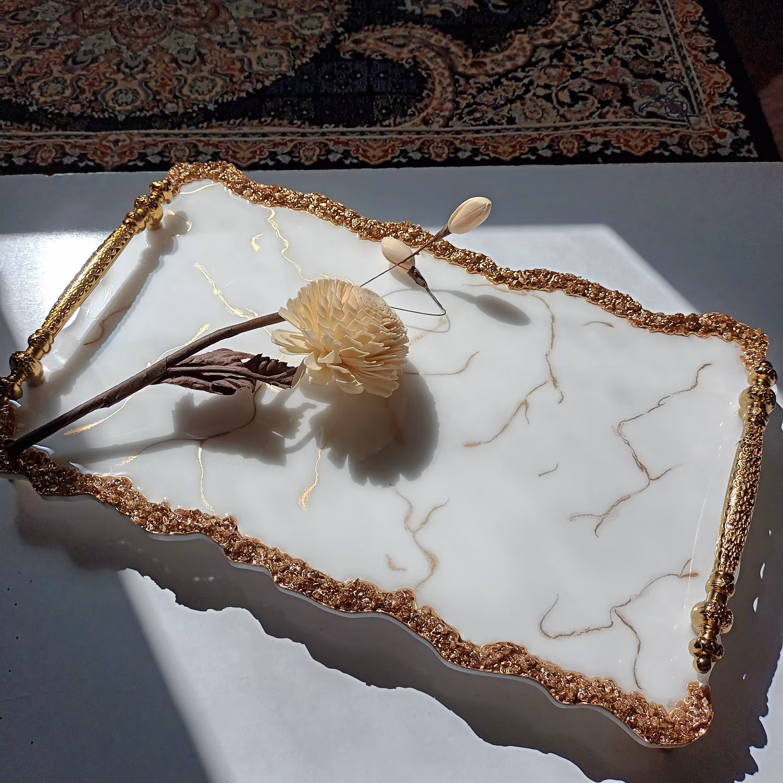 سینی تمام رزین،ساخته شده از بهترین رزین اپوکسی کره ای،قابل شستشو و استفاده ،سبک و کاربردی