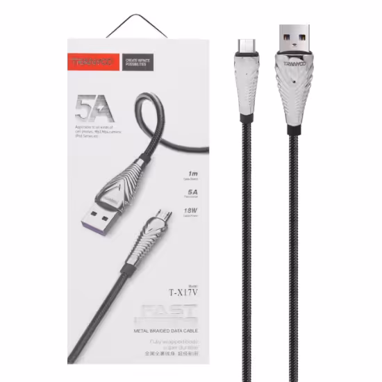 کابل تبدیل USB به MicroUsb ترانیو مدل T-X17V طول 1متر
