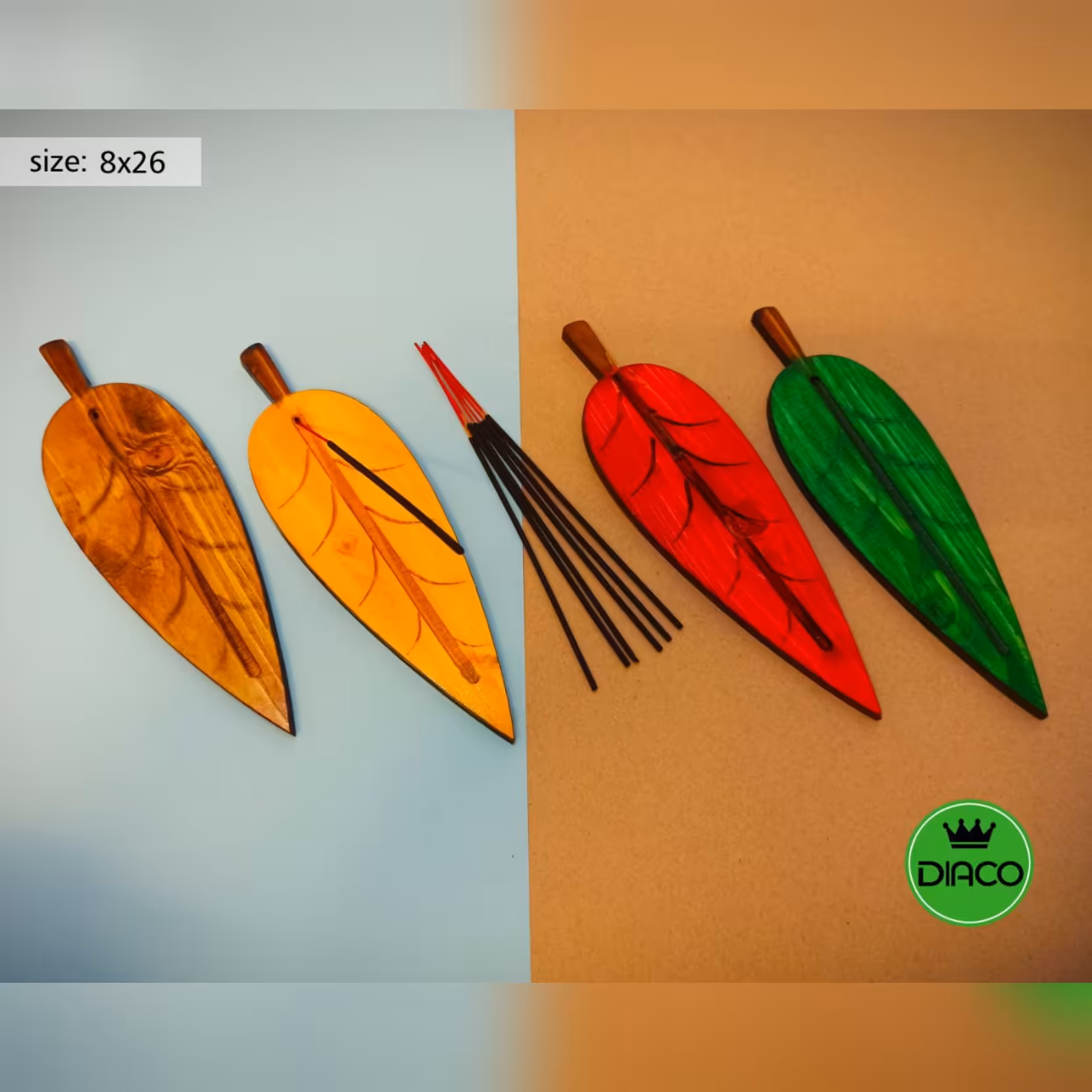 جاعودی چوبی طرح کاج رنگی مناسب عود شاخه ای