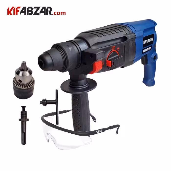 دریل بتن کن چکشی 3.1 کیلو هیوندای+عینک ایمنی توتاص
