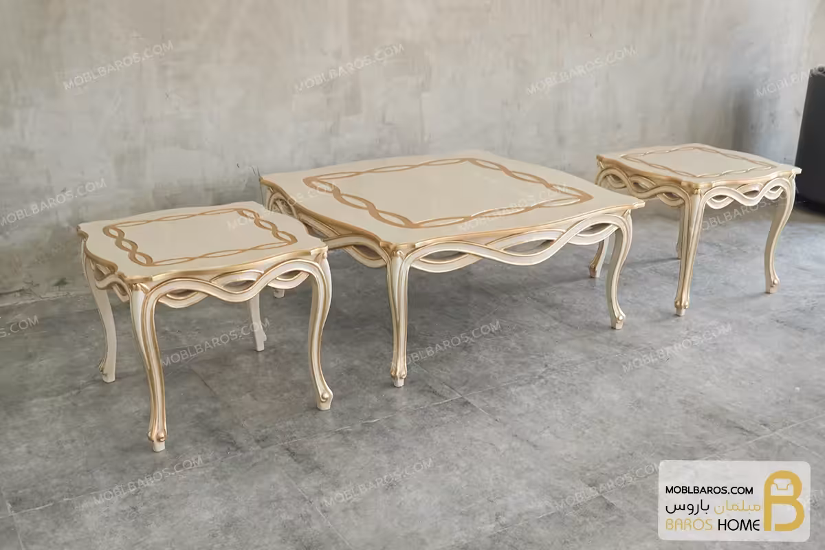 میز جلو مبلی و عسلی ابزاری ورق طلا