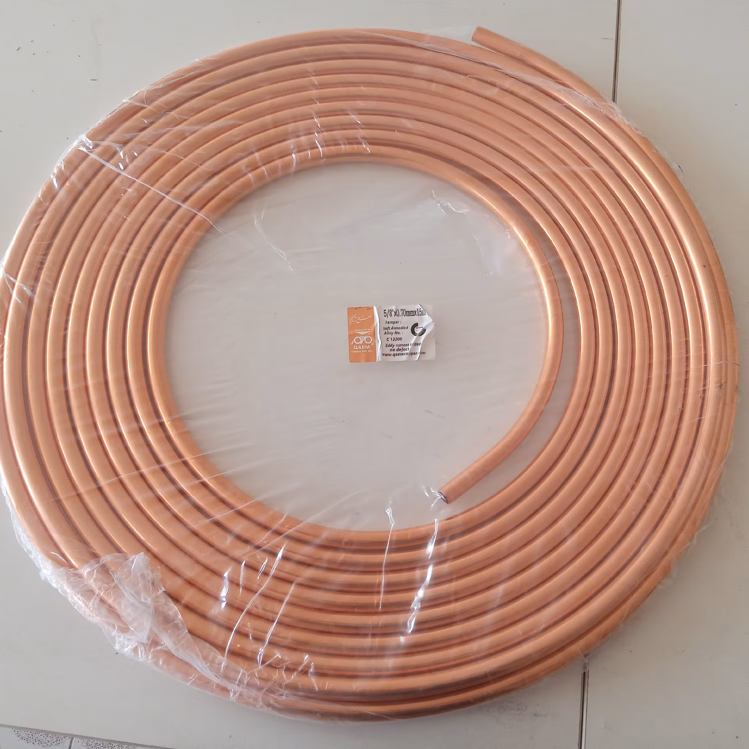 لوله مسی پنج هشتم  اینچ ( 16 میلی متر ) 15 متری