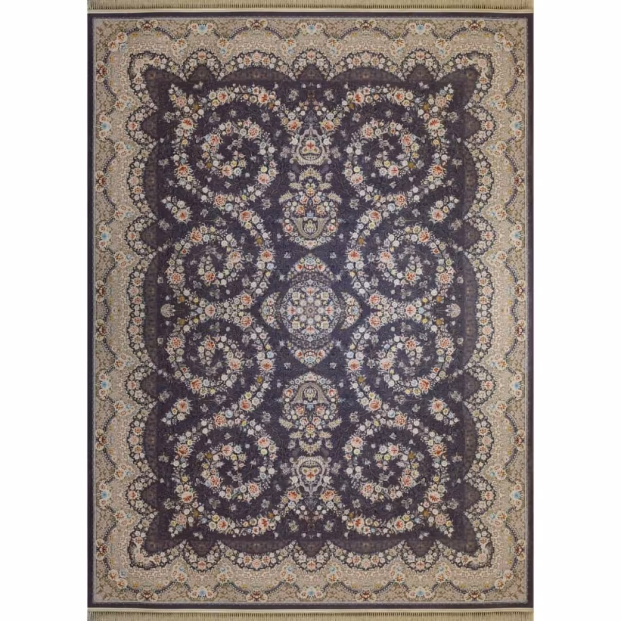 فرش ماشینی گلوریا ذغالی