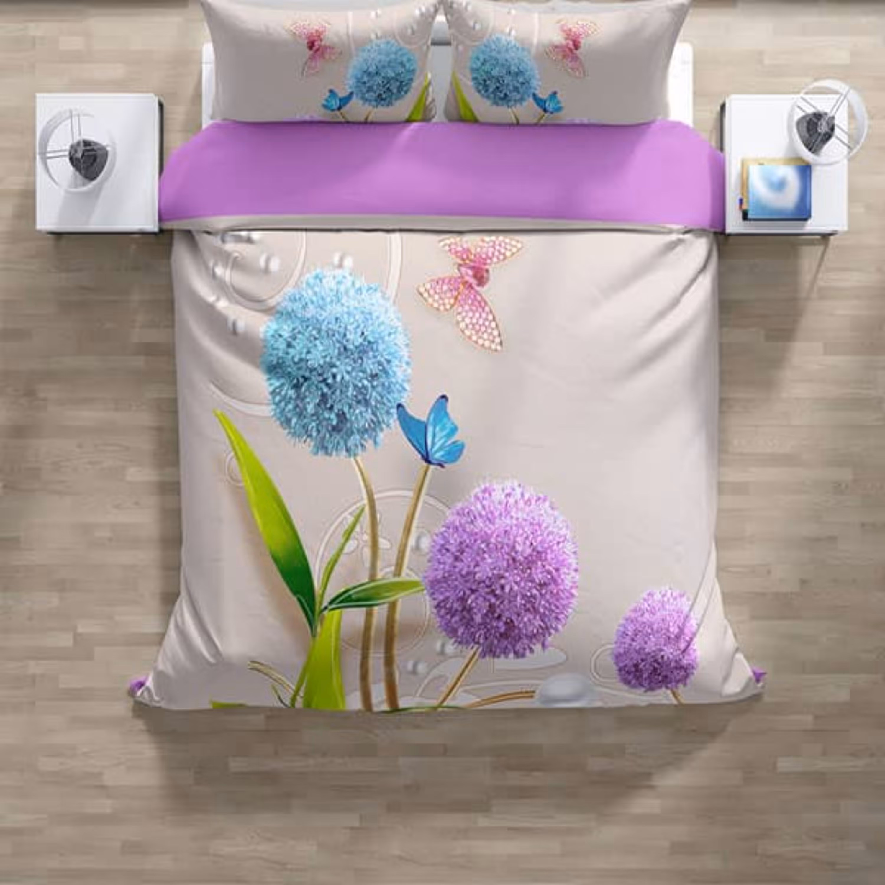 روتختی دونفره  چاپ سه بعدی میکرو شش تکه طرح قاصدکها