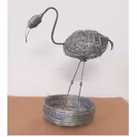 تندیس لک لک با لانه سیمی دست ساز مفتولی اسمبلاژ هنری آرت