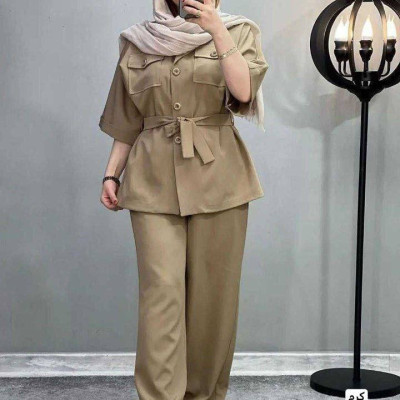 مانتو شلوار زنانه داکرون مدل ست دو تیکه غزاله