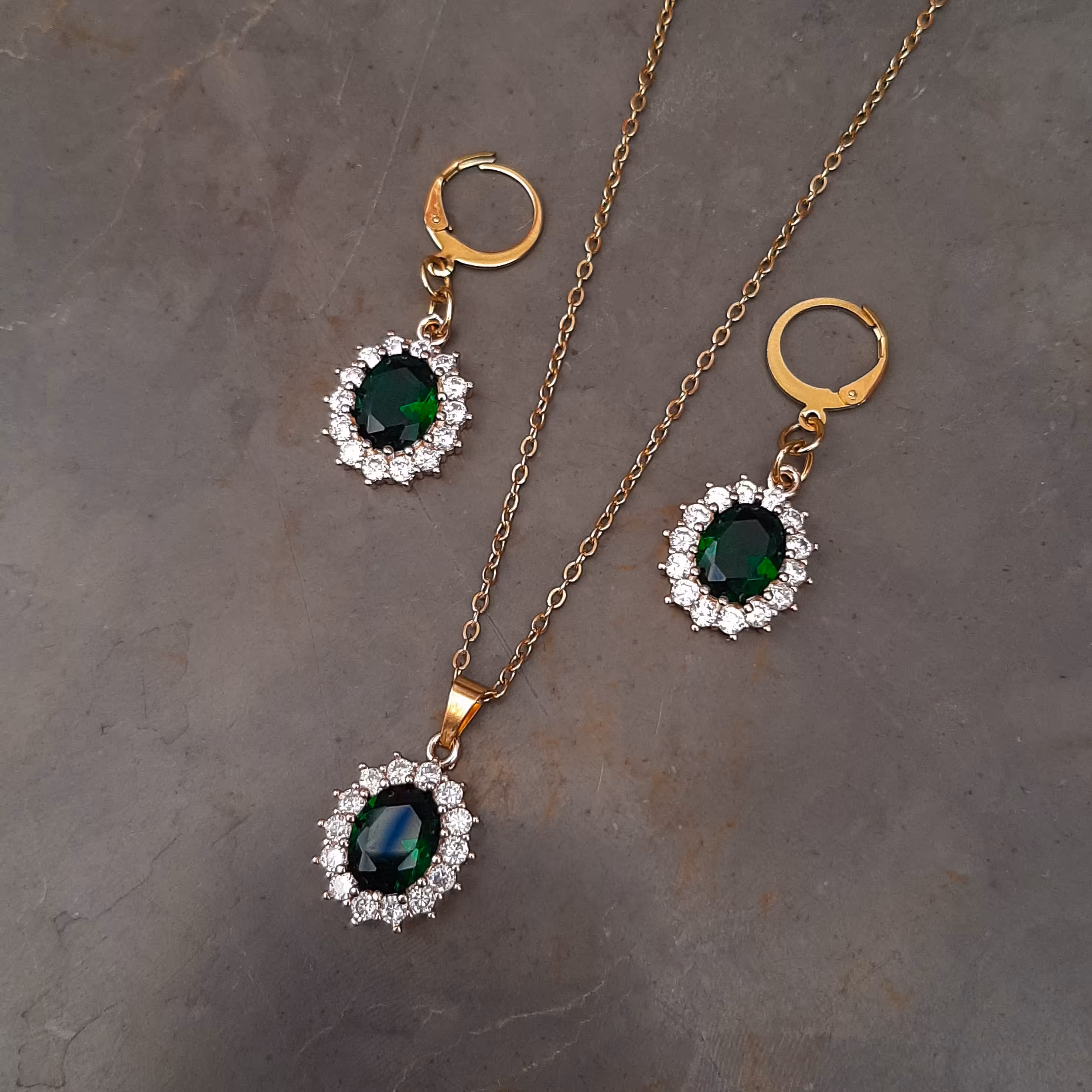 نیمست جواهری استیل مدل اشک  پر نگین