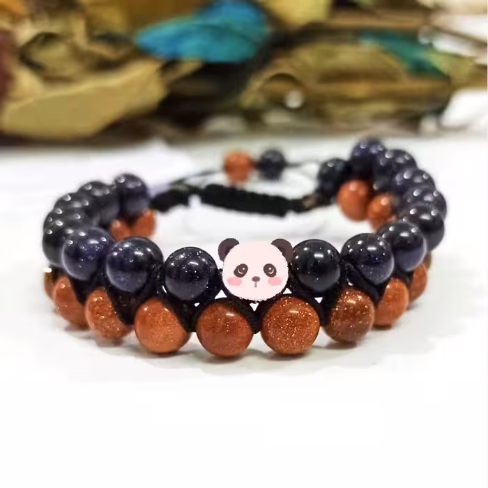 دستبند دو ردیفه دلربا سورمه ای و قهوه ای