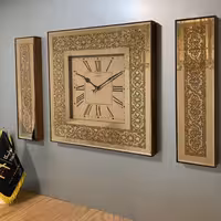 ساعت دیواری آینه ای سه تیکه  اسیدشویی گوشواره دار  تولیکا  کد 6539