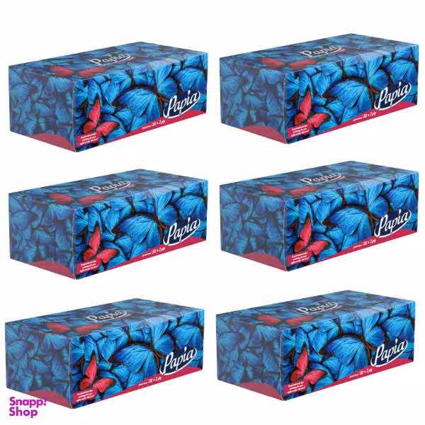 دستمال کاغذی 150 برگ پاپیا مدل پروانه 02 مجموعه 6 عددی