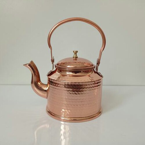 قوری مسی سایز کوچک نیم لیتری دسته مسی طرح ترنج نانو شده