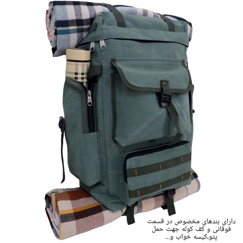 کوله پشتی کوهنوردی جنس برزنت ضدآب بزرگ و جادار باکیفیت ومقاوم