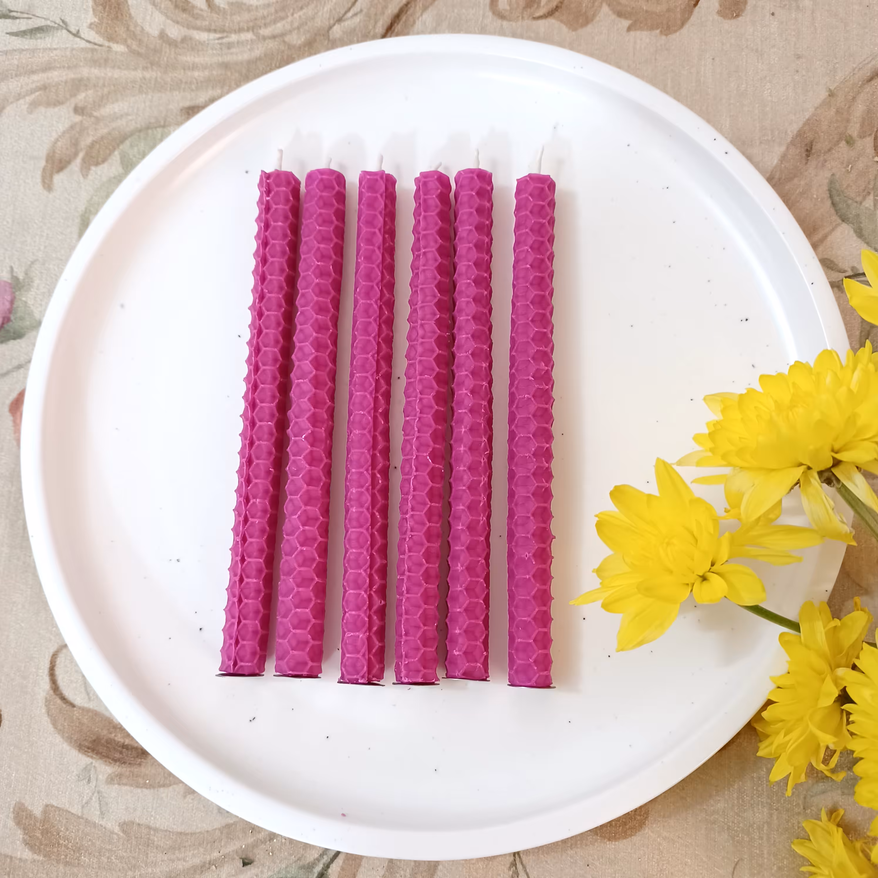 شمع کیک تولد  ( بسته 6تایی ) شمع قلمی ، شمع باریک موم عسل 