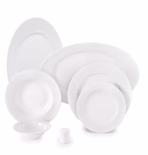 سرویس 102 پارچه چینی زرین سری رادیانس مدل سفید درجه یک  zarin sefid 102 pcs