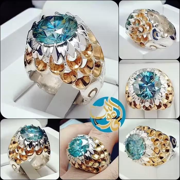 نگین الماس روسی هفت قیراطی اصلی
رکاب تمام دستساز زیبای مردانه