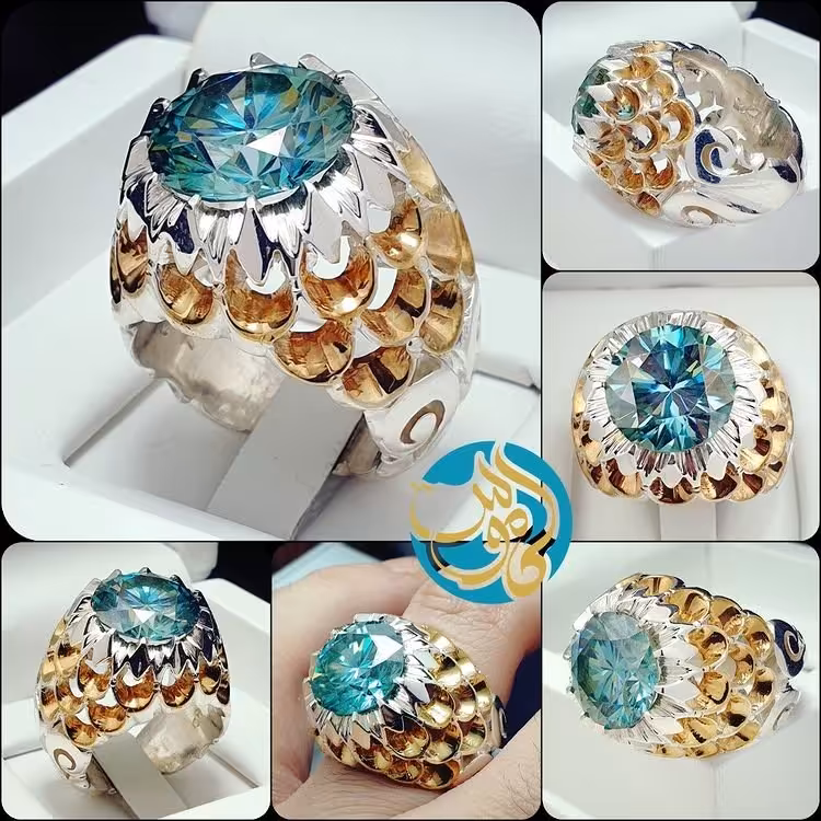 نگین الماس روسی هفت قیراطی اصلی
رکاب تمام دستساز زیبای مردانه