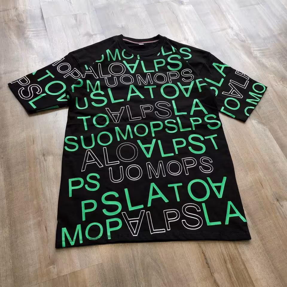 تیشرت مشکی  حروف دار سایز بزرگ مناسب سن 7 سال تا 14 سال