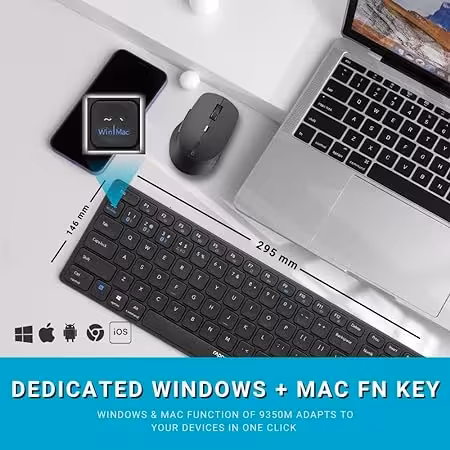 ست کیبورد و ماوس وایرلس رپو   Rapoo Multi Mode Silent Keyboard and Mouse Combo Wireless Bluetooth 93500M