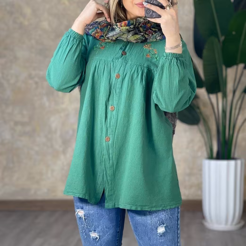 شومیز الیاف نبات فری سایز تا 46