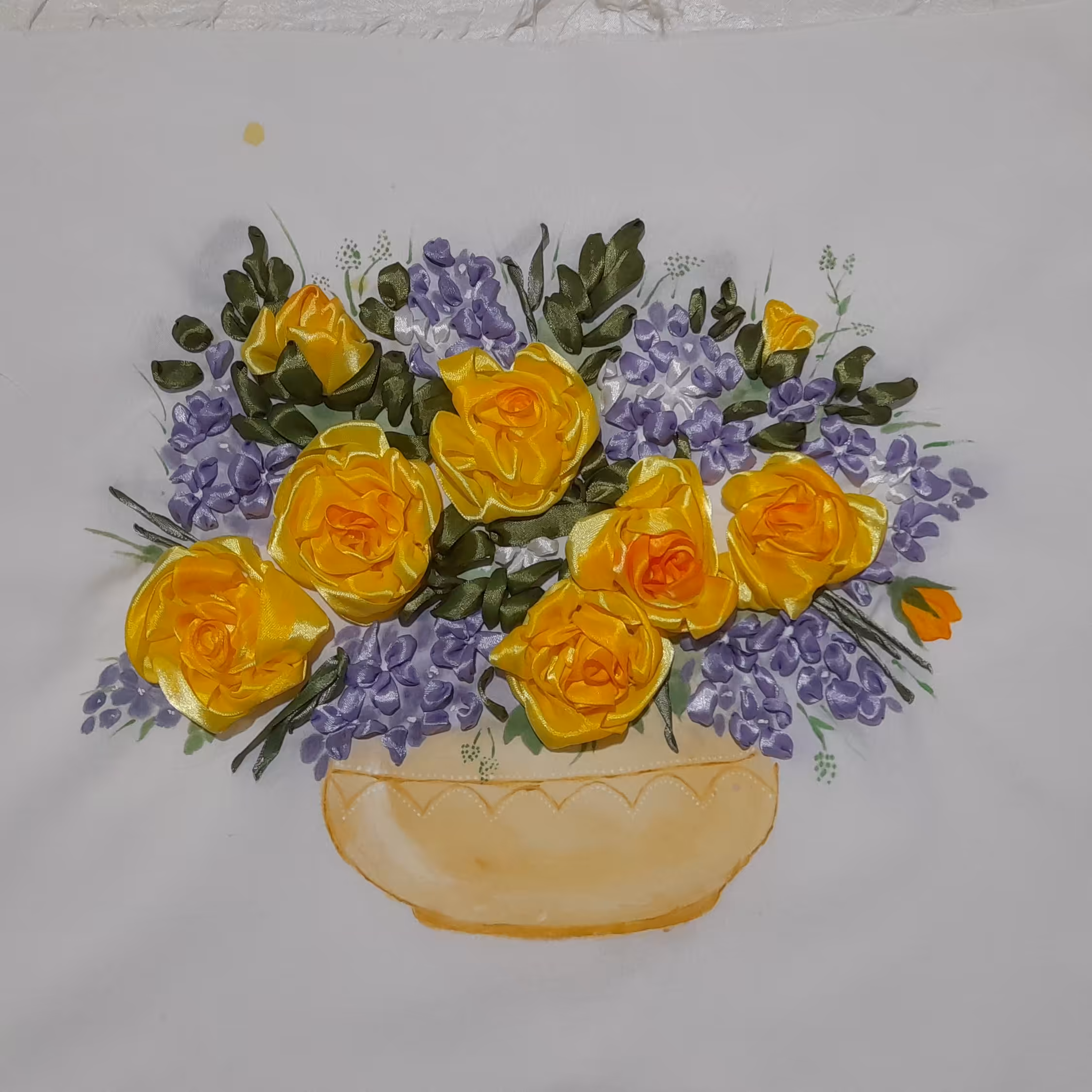 تابلوی روباندوزی گل وگلدان