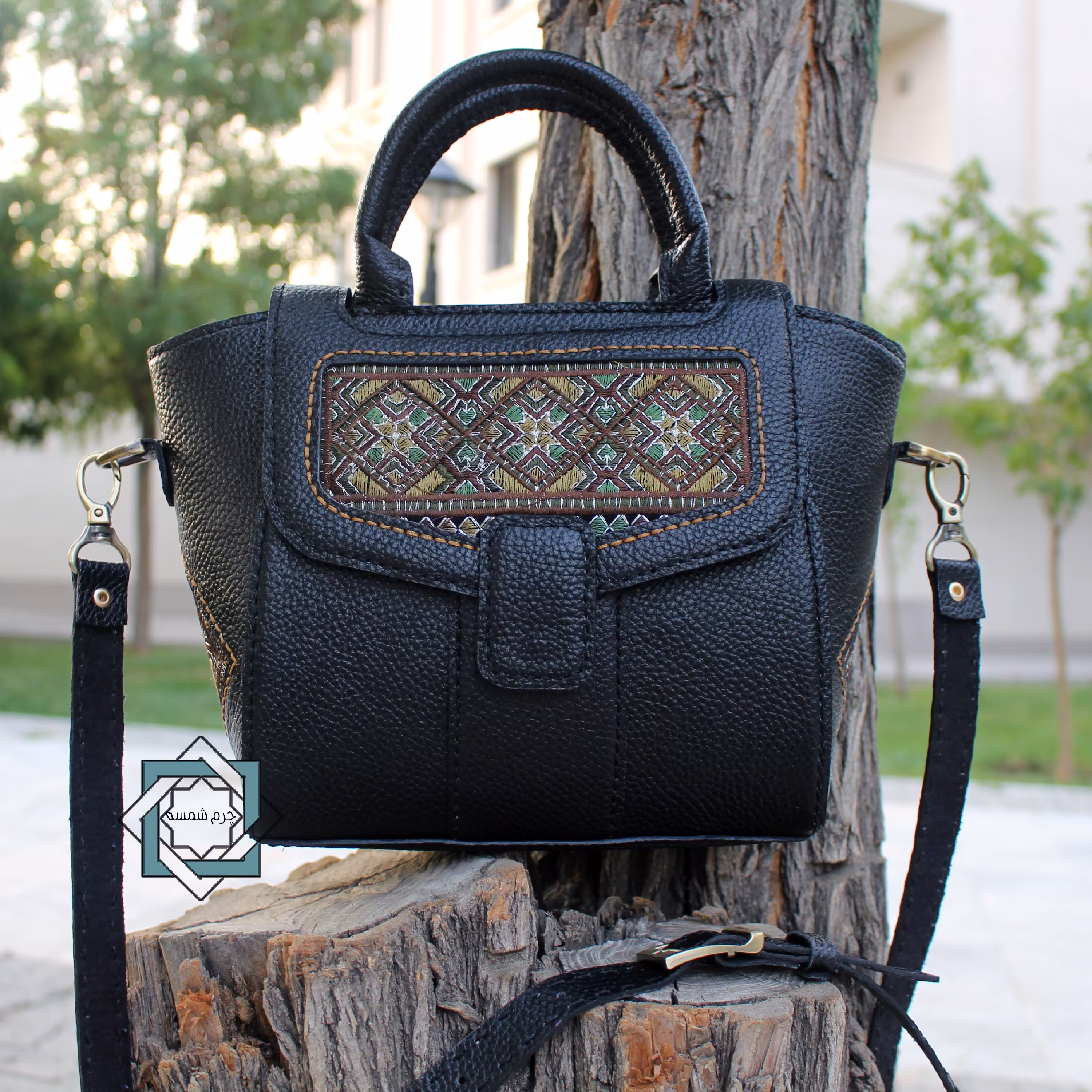 کیف چرم طبیعی سوزن دوزی کد 416