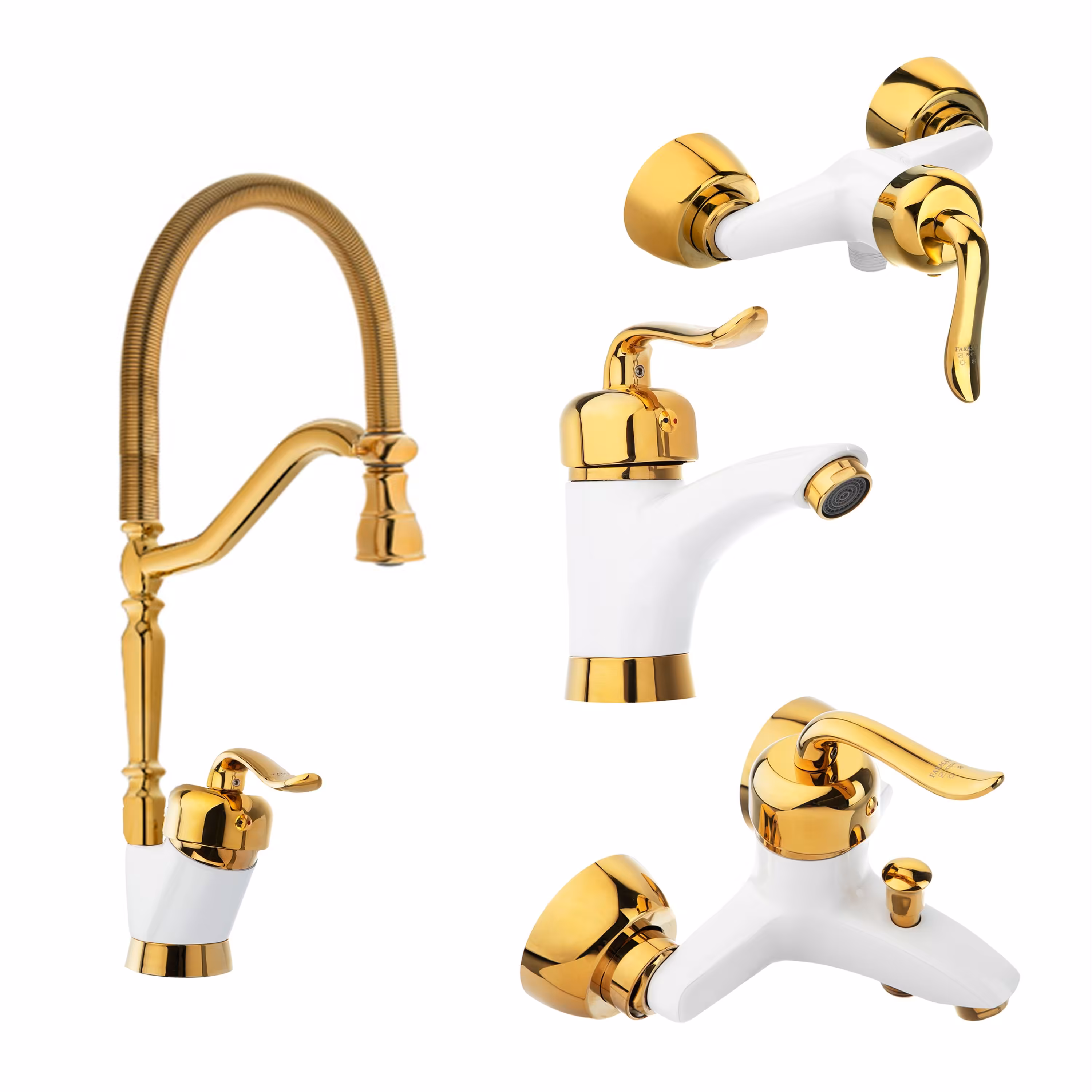 ست شیرآلات قاجاری فنری سفیدطلا