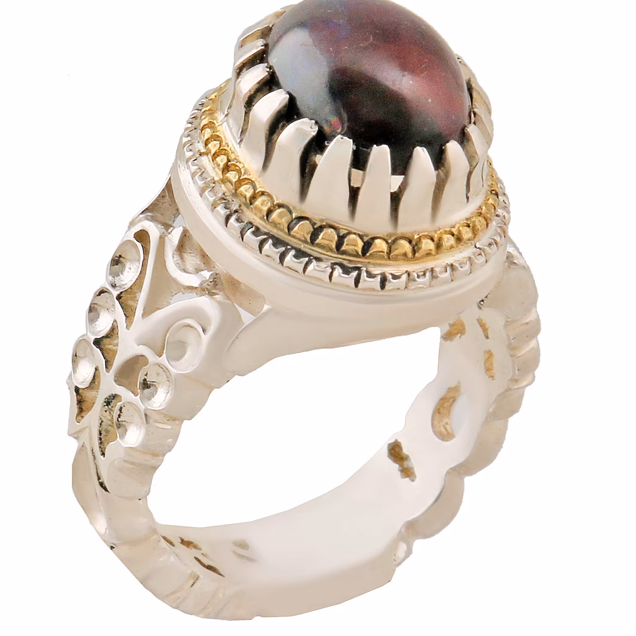 انگشتر نقره مردانه بازرگانی میلادی مدلسنگ اوپال کد AM2792