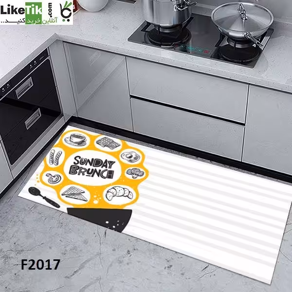فرشینه مخمل لایکتیک سه لایه سایز 280 در 140 طرح آشپزخانه F2017