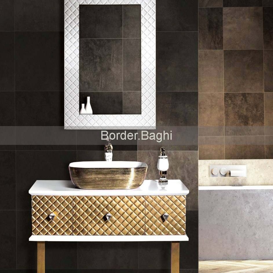 کابین روشویی مدل الماس سفید طلایی