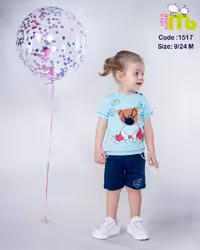 تیشرت و شلوارک گلدوزی خرس و حروف مهتا کد 1517