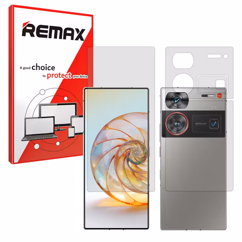 گلس صفحه نمایش و پشت گوشی زد تی ای nubia Z60 Ultra مدل هیدروژلی شفاف برند ریمکس کد SS