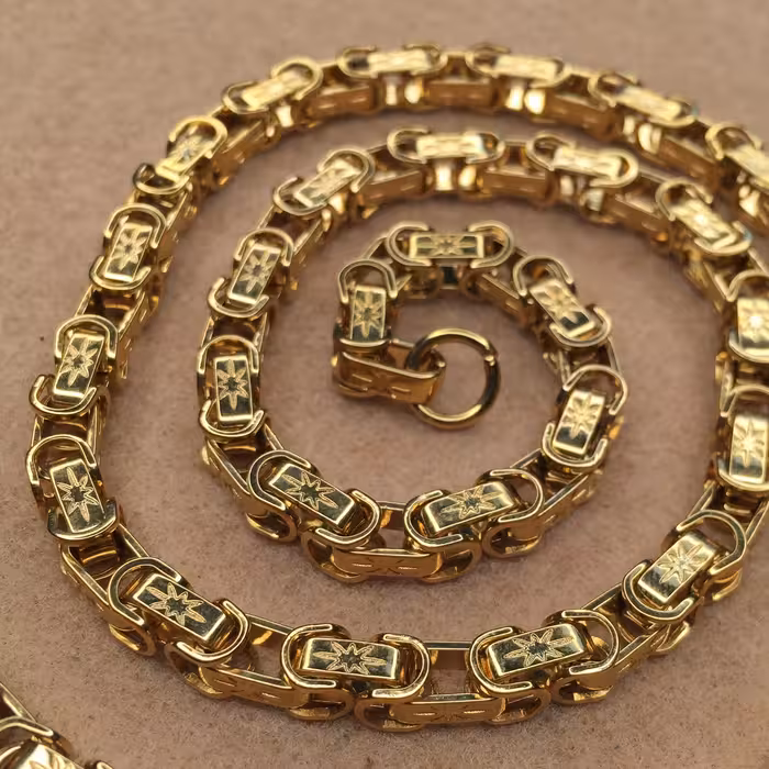 زنجیرمردانه فوق العاده باکیفیت استیل طلایی وزن60گرم طول60سانت