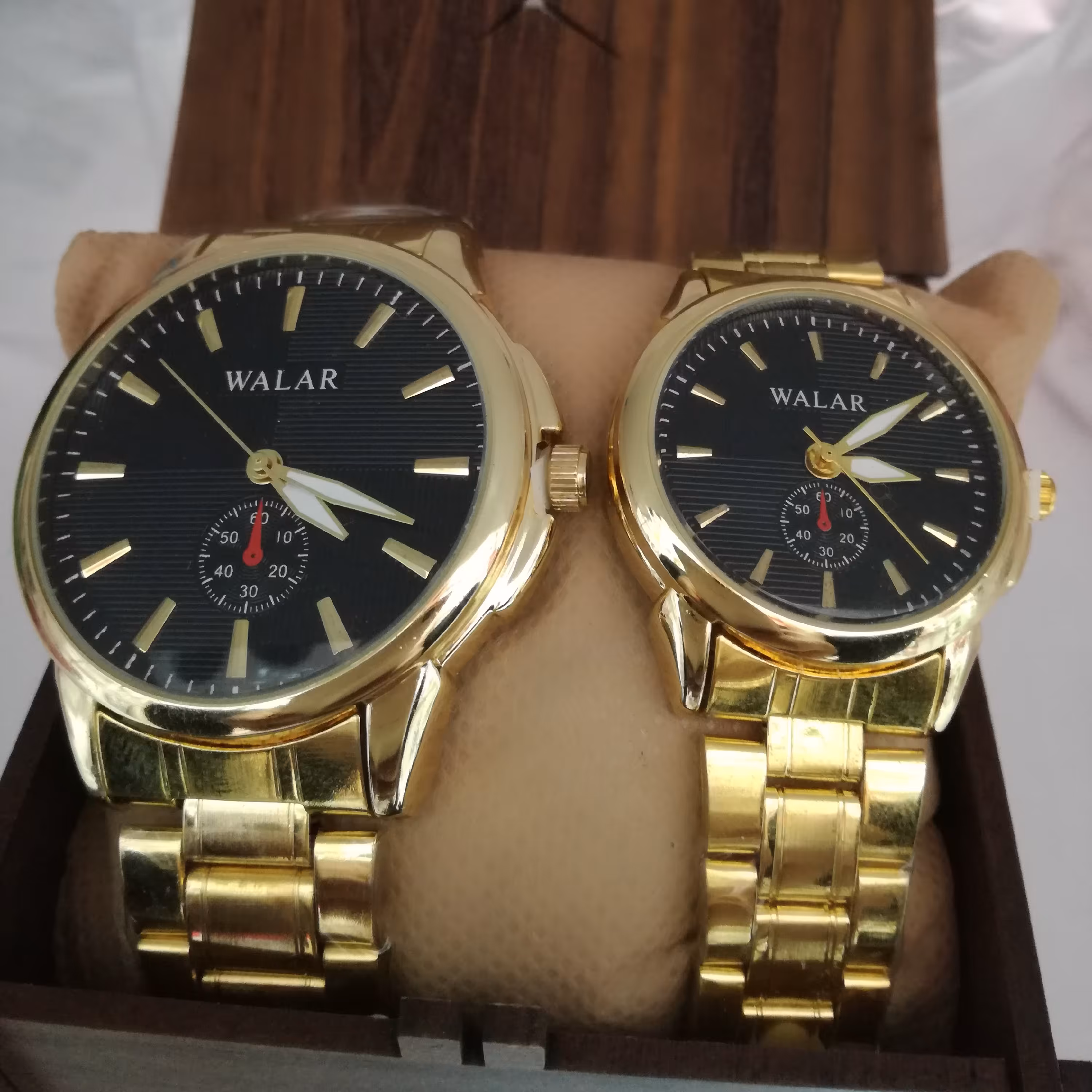 ساعت ست مردانه و زنانه طلایی صفحه مشکی