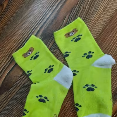 جوراب ساقدار تدی سبز فسفری بچگانه