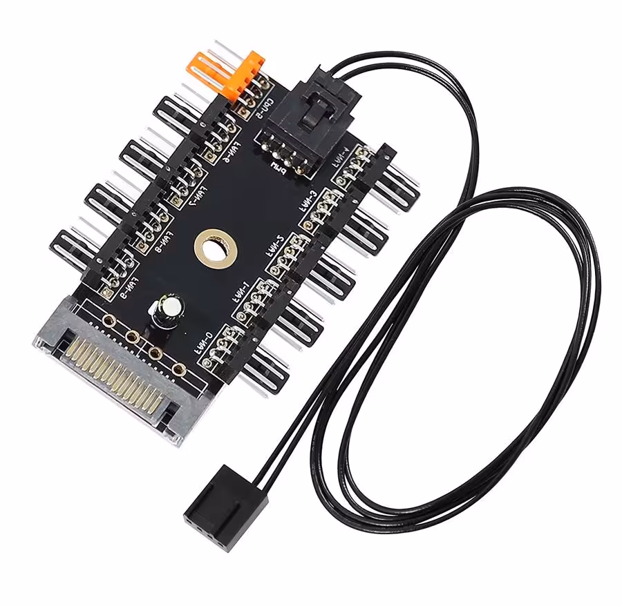 تبدیل برق SATA به 10 پورت سوکت 4 پین فن کیس