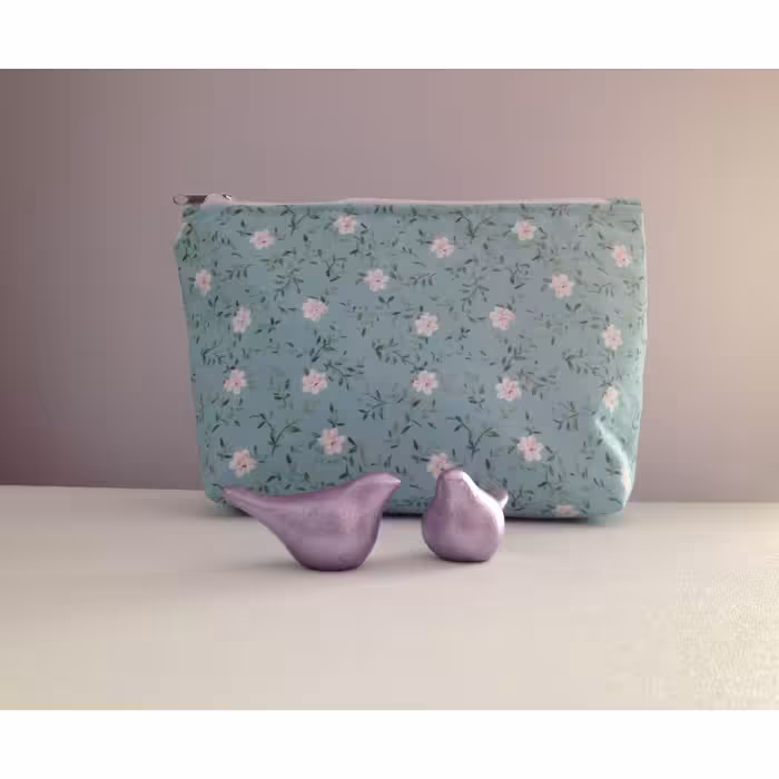کیف لوازم آرایش آنام طرح شکوفه سبز