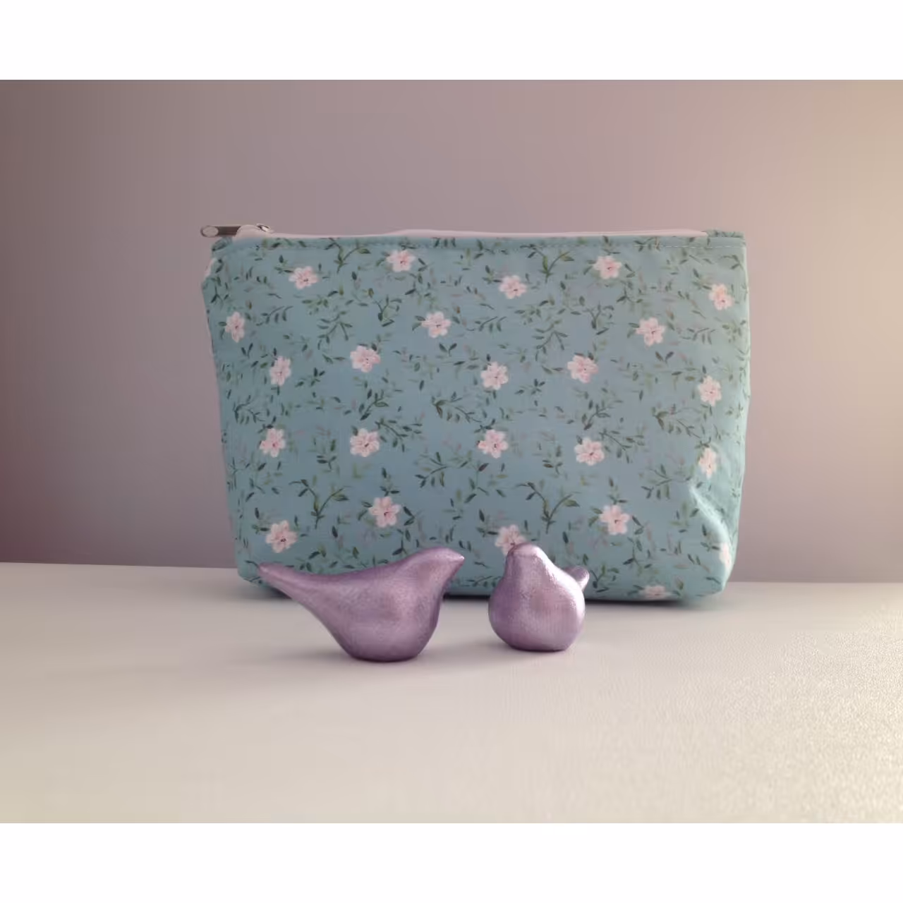 کیف لوازم آرایش آنام طرح شکوفه سبز