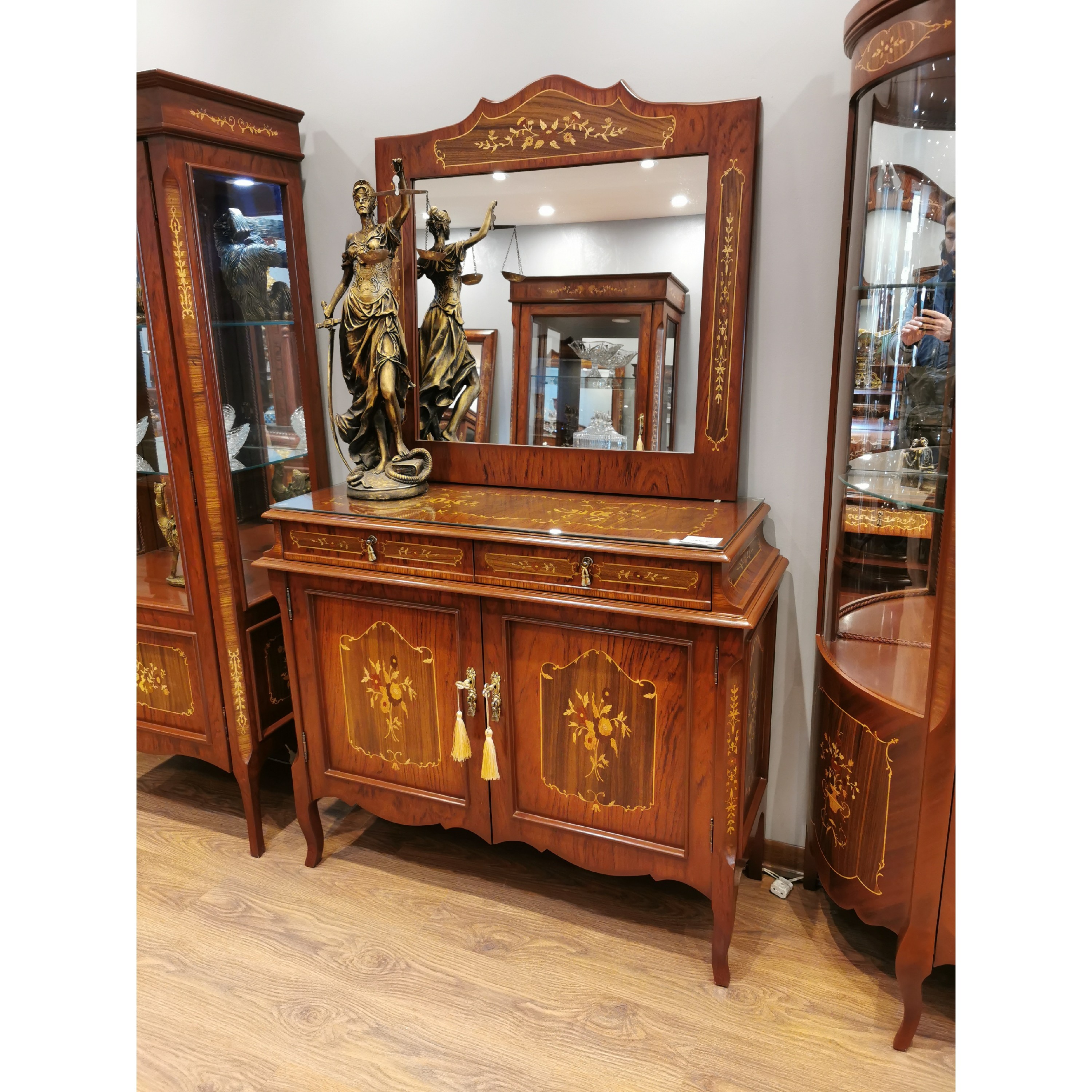 آینه کنسول چوبی معرق مدل تاجدار دو در (ارسال به صورت پس کرایه)