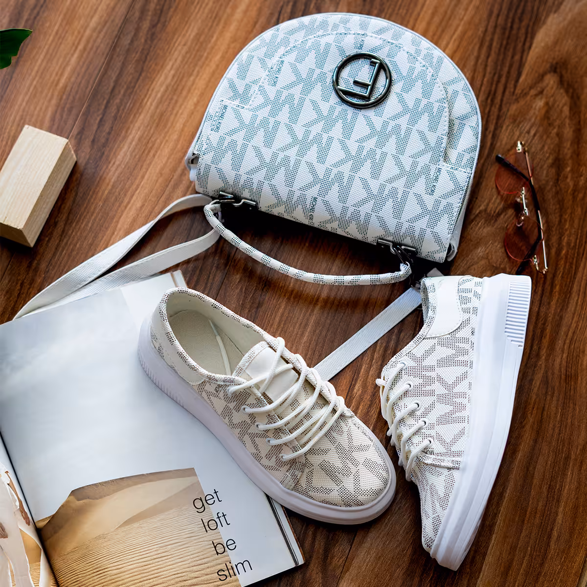 ست کیف و کفش سفید دخترانه مدلX57