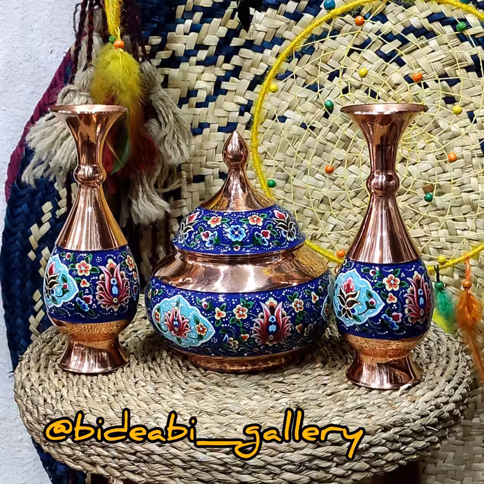 ست شکلات خوری و دو عدد گلدان 20 مس و پرداز قیمت تولیدی دست اول