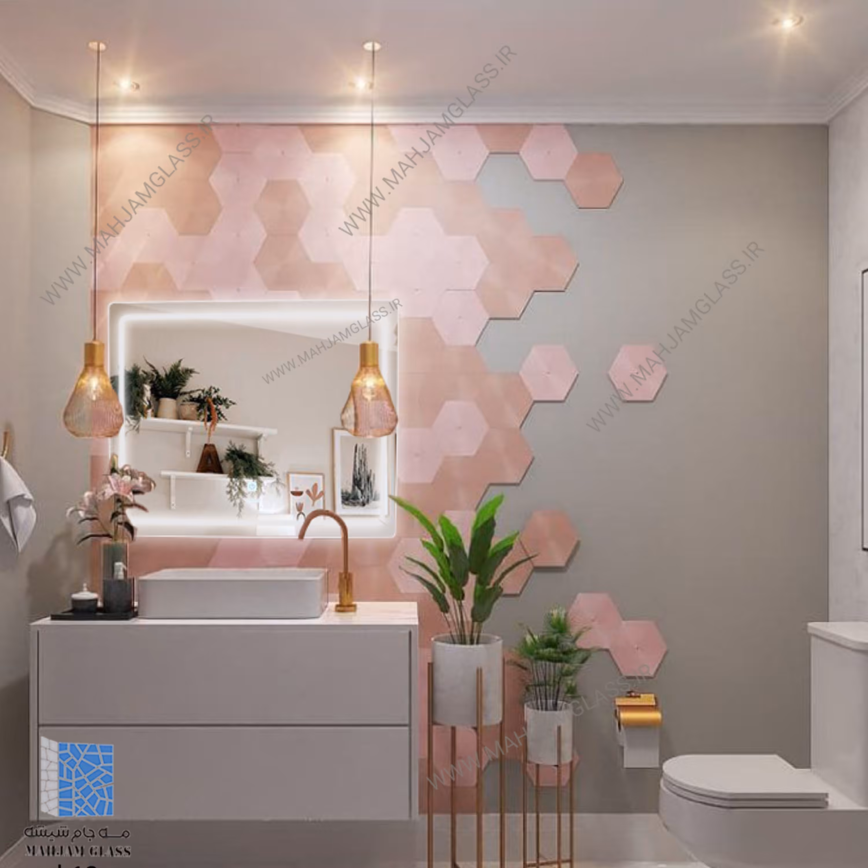 آینه بک لایت مستطیل تک تاچ کد HR7022