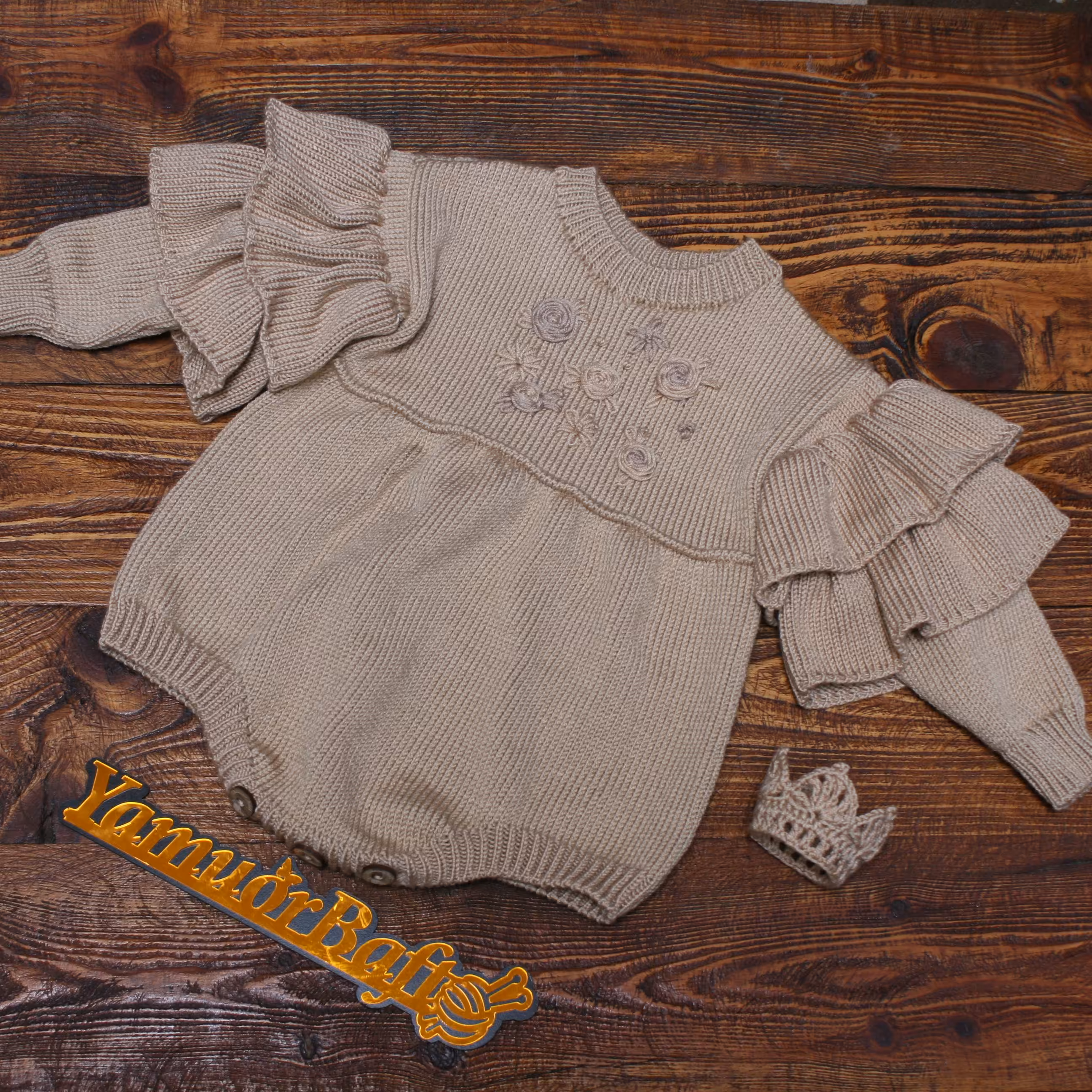 بادی بافت آستین چیندار  دخترانه بافته شده با کاموای ترک 