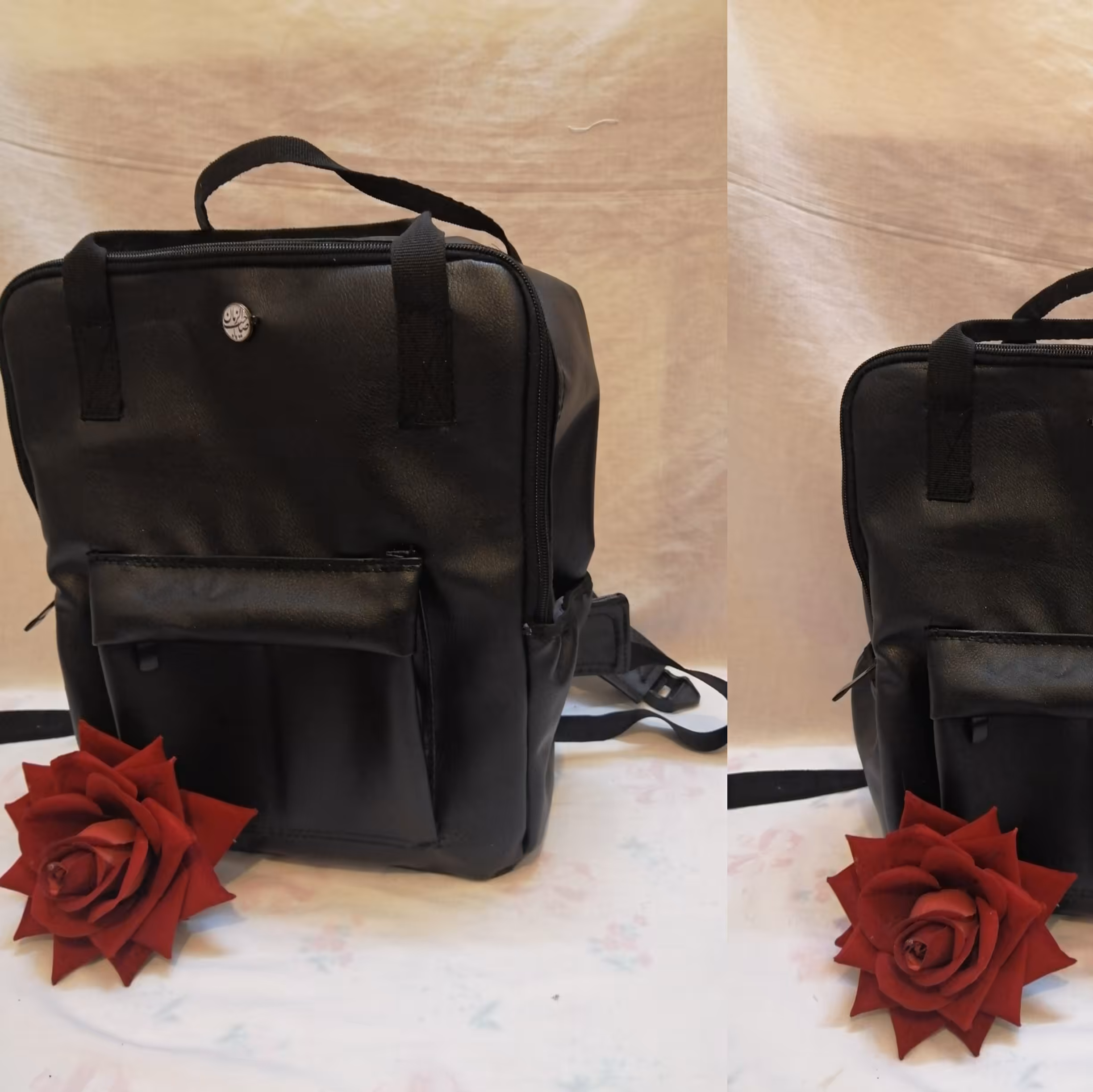 کوله دانشجویی چرم مصنوعی وپارچه ای(قابل سفارش) 