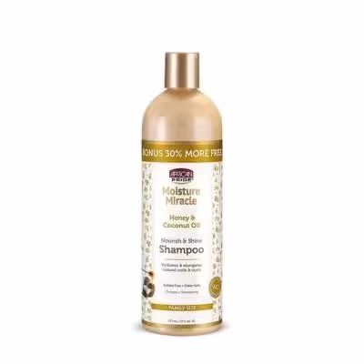 شامپو مو فر آفریکن پراید مدل عسل و روغن نارگیل حجم 473 میلی لیتر