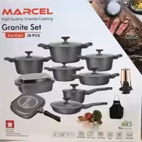 سرویس قابلمه 26 پارچه گرانیتی کف اینداکشن برند مارسل رنگ نقره ای