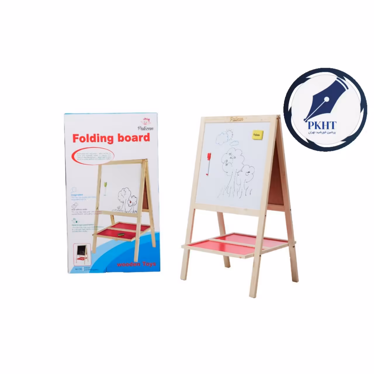 تخته پایه دار دو رو با وایت برد و تخته سیاه آیتم (213_08) با حروف الفبای فارسی