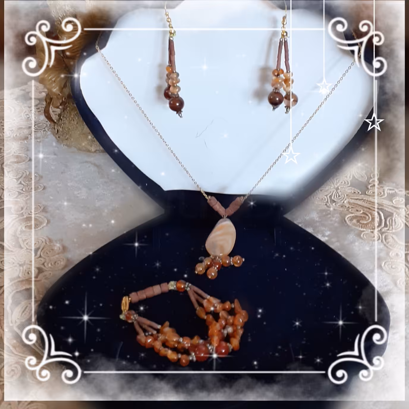 نیمست استیل باسنگ عقیق قفل گوشواره  مدل اعصایی 